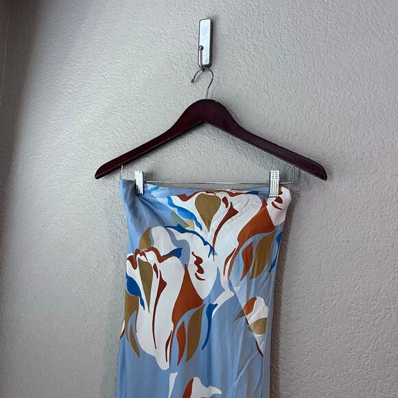 Reformation Joana Silk Dress Hyperion Print Strapless Floral Midi 0 Tropical - Picture 4 of 10